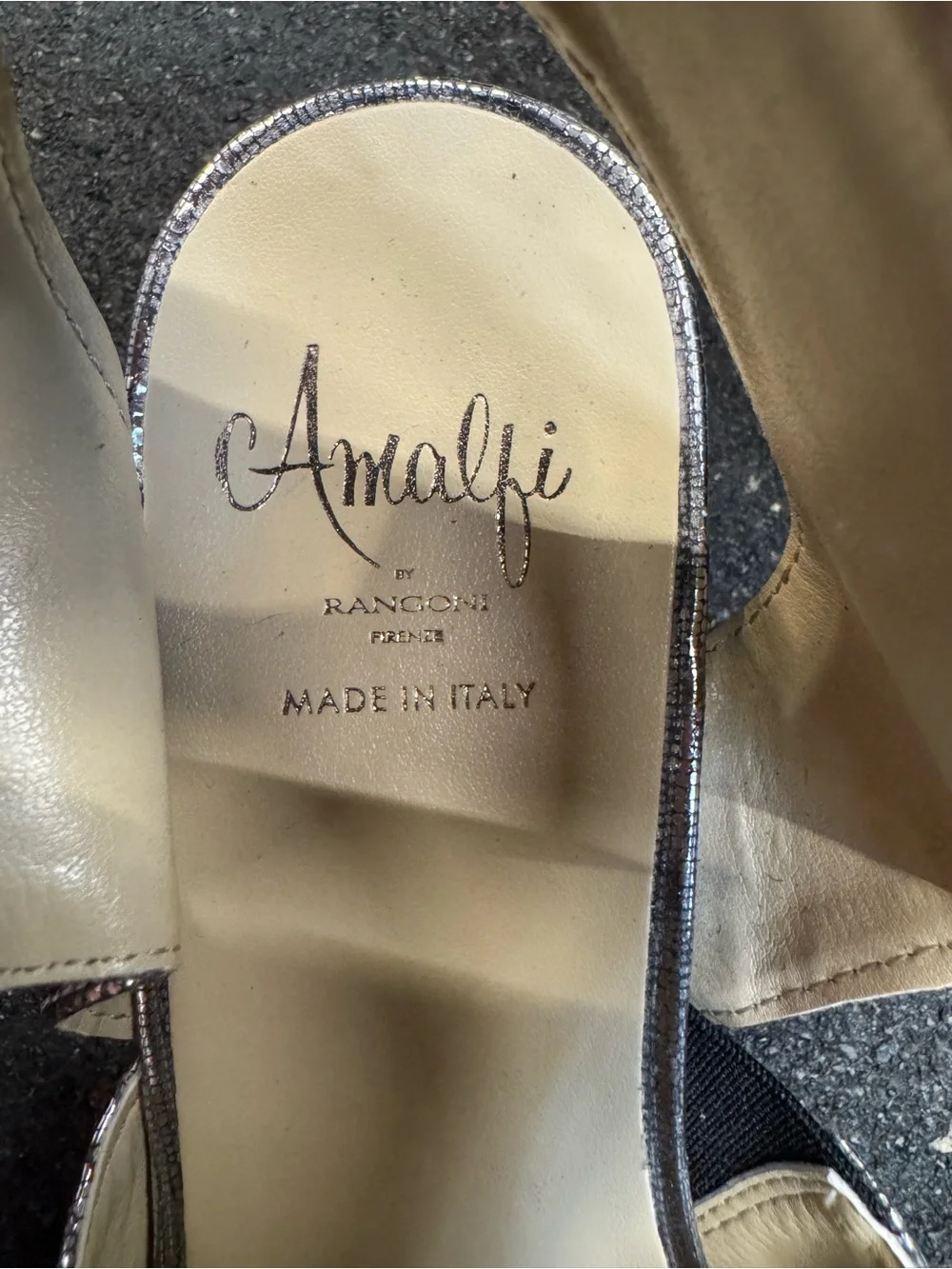 Metallic Silver Slingback Low Heel Sandals